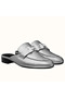 Hermes Trocadero Mules In Silver Nappa Leather  Replica