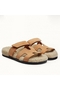 Hermes Women's Chypre Sandals in Beige Suede with Shearling  Replica