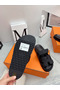 Hermes Women's Chypre Sandals In Black Calfskin  Replica