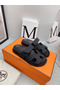 Hermes Women's Chypre Sandals In Black Calfskin  Replica