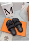 Hermes Women's Chypre Sandals In Black Calfskin  Replica