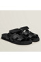 Hermes Women's Chypre Sandals In Black Calfskin  Replica