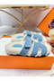 Hermes Women's Chypre Sandals in Blue Suede with Shearling  Replica