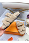 Hermes Women's Chypre Sandals In Off White Shearling  Replica