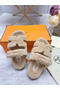 Hermes Women's Chypre Sandals In Off White Shearling  Replica