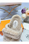Hermes Women's Chypre Sandals In Off White Shearling  Replica