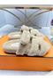 Hermes Women's Chypre Sandals In Off White Shearling  Replica