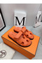Hermes Women's Chypre Sandals In Orange Epsom Calfskin  Replica