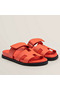 Hermes Women's Chypre Sandals In Orange Epsom Calfskin  Replica