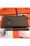 Hermes Zipper Wallet Grainy Leather HA309 Grey  Replica