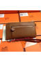 Hermes Zipper Wallet Grainy Leather HA309 Wheat  Replica
