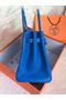 Hermes Birkin 30CM Tote Bag Blue Original Leather HB30 Glod Replica