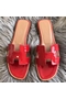 Hermes Oran Sandals In Red Patent Leather Replica
