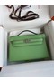 Hermes Original Epsom Leather KEL2278 green&Silver-Tone Metal Replica