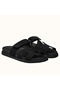 Hermes Women's Chypre Sandals In Black Suede Calfskin Replica