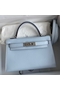 Hermes Kelly Mini II Sellier Handmade Bag In Blue Brume Epsom Calfskin Replica