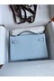 Hermes Original Epsom Leather KEL2278 sky blue&Silver-Tone Metal Replica