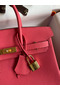 Hermes Birkin 25 Retourne Handmade Bag In Rose Lipstick Clemence Leather Replica