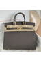 Hermes Birkin 25 Sellier Handmade Bag In Etain Epsom Calfskin Replica