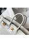 Hermes Birkin 25cm Bag In White Embossed Crocodile Leather Replica
