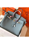 Hermes Birkin 35 Handmade Bag In Blue Lin Clemence Leather Replica