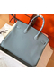 Hermes Birkin 35 Handmade Bag In Blue Lin Clemence Leather Replica
