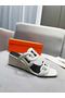 Hermes Figari 55mm Wedge Sandals In Ivory Nappa Leather Replica