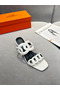Hermes Figari 55mm Wedge Sandals In Ivory Nappa Leather Replica
