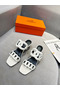 Hermes Figari 55mm Wedge Sandals In Ivory Nappa Leather Replica