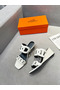 Hermes Figari 55mm Wedge Sandals In Ivory Nappa Leather Replica
