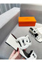 Hermes Figari 55mm Wedge Sandals In Ivory Nappa Leather Replica