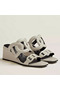Hermes Figari 55mm Wedge Sandals In Ivory Nappa Leather Replica