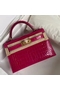 Hermes Kelly Mini II Handmade Bag In Rose Red Alligator Crocodile Replica