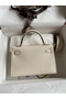 Hermes Kelly Mini II Sellier Handmade Bag In Nata Chevre Mysore Leather Replica