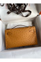Hermes Kelly Pochette Handmade Bag In Sesame Ostrich Leather Replica