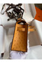 Hermes Kelly Pochette Handmade Bag In Sesame Ostrich Leather Replica