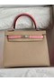 Hermes Original Epsom Leather KEL2578 light grey&pink Replica
