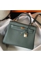 Hermes Kelly 25cm Retourne Bag In Vert Amande Clemence Leather Replica