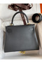 Hermes Kelly Retourne 28 Handmade Bag In Black Clemence Leather Replica