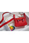 Hermes mini Lindy Togo Leather Bag LD19 red&Silver-Tone Metal Replica