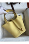 Hermes Picotin Lock 18 Handmade Bag in Jaune Poussin Clemence Leather Replica