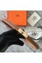 Hermes original epsom leather Kelly belt H069854 brown gold plated metal Replica