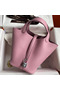 Hermes Picotin Lock 18 Handmade Bag in Mauve Sylvestre Clemence Leather Replica