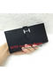 Hermes Bearn Japonaise Bi-Fold Wallet Litchi Leather A208 Black Replica