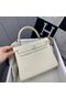 Hermes Kelly 28cm Shoulder Bags Togo Leather KL28 Cream White Replica
