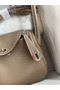 Hermes Mini Lindy Handmade Bag In Taupe Clemence Leather Replica
