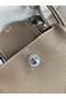 Hermes Mini Lindy Handmade Bag In Taupe Clemence Leather Replica