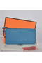 Hermes Zipper Cards Wallet Togo Leather A908 Blue Replica