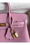 Hermes Birkin 25 Retourne Handmade Bag In Mauve Sylvestre Clemence Leather Replica