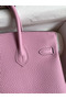 Hermes Birkin 25 Retourne Handmade Bag In Mauve Sylvestre Clemence Leather Replica